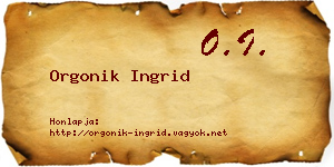 Orgonik Ingrid névjegykártya